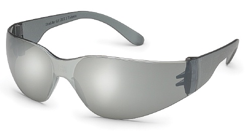 GWAY 468M STARLITE, GRAY TEMPLES, SILVER MIRROR LENS SAFETY GLASSES