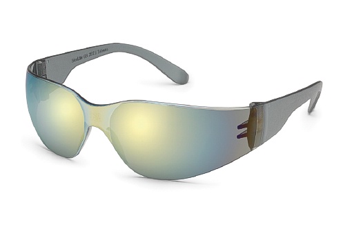 GWAY 467M STARLITE, GRAY TEMPLES, GOLD MIRROR LENS SAFETY GLASSES