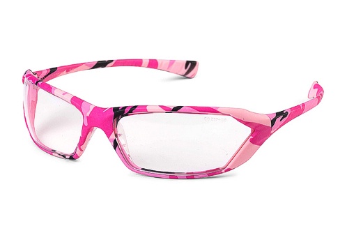 GWAY 23PC80 METRO, PINK CAMO FRAME, CLEAR LENS SAFETY GLASSES