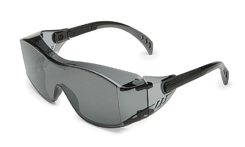 GWAY 6983 COVER2, BLACK TEMPLES, GRAY LENS OTG SAFETY GLASSES