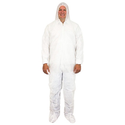 SAFETY-ZONE DCWF-XL-BB HOOD & BOOTIES WHITE BREATHABLE MICROPOROUS COVERALLS 25/CASE **HEALTH & SAFETY GUIDELINES PROHIBIT RETURNS OR REFUNDS**