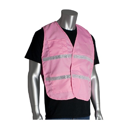PIP!! 300-1516/M-XL NON-ANSI IC VEST, PINK POLYESTER, H&L CLOSURE, 1IN. WHITE GLOSS TAPE 