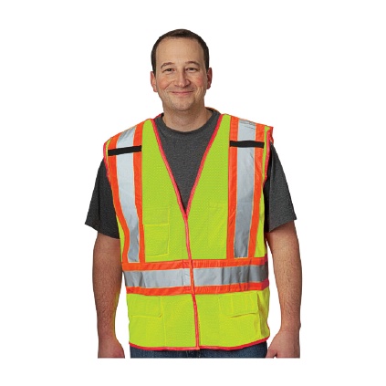 PIP 302-0211-LY/L CLASS 2, Z96 MESH BREAKAWAY VEST, X BACK H&L CLOSURE TWO TONE, LY