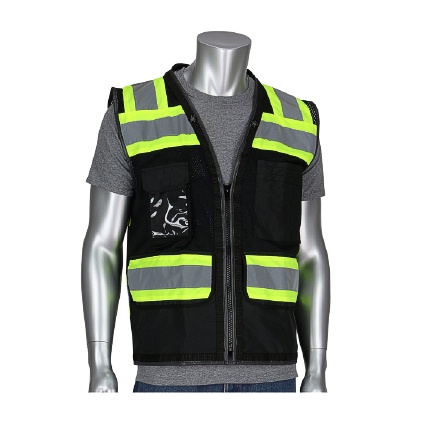 PIP 302-0800D-BK/XL TYPE O CLASS 1 CONT. HD TECH VEST, D-RING, MIC TABS TWO TONE TAPE, BK