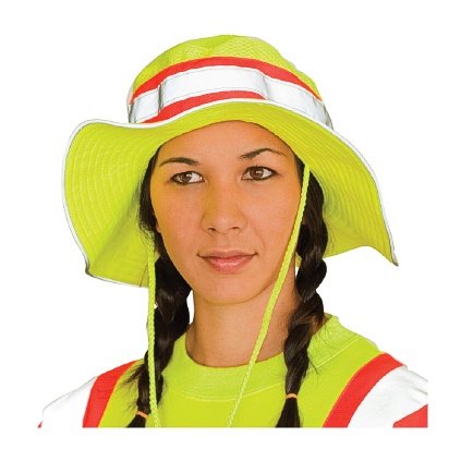 PIP 350-RANGER HI-VIS RANGER HAT, ANSI FABRIC AND REFLECTIVE, DRAWSTRING, LY