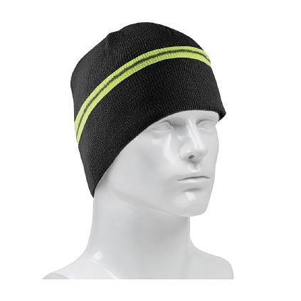 PIP 360-BEANNIEBK WINTER BEANNIE CAP WITH REFLECTIVE STRIPE, BLACK, OSFM