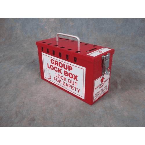 ACCUFORM KCC617 RED PORTABLE GROUP LOCKOUT BOX WITH 12 SLOT HOLES 10" X 6" X 4 1/4"