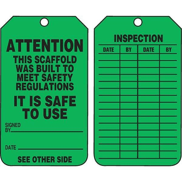 ACCUFORM TRS328CTP SAFETY TAG ATTENTION-THIS SCAFFOLD WAS BUILT TO MEET SAFETY REGULATIONS 25/PK
