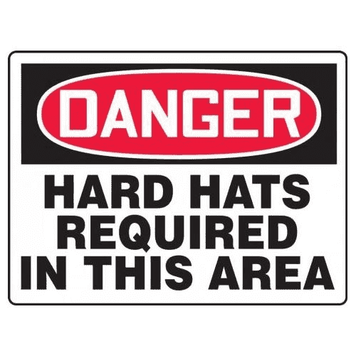 ACCUFORM EPPA029CA 10" X 14" SIGN: DANGER HARD HATS REQUIRED IN THIS AREA