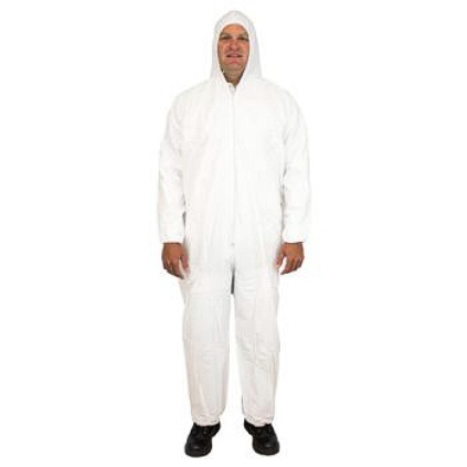 SAFETY-ZONE DCWH-2X-BB-HEWA WHITE BREATHABLE COVERALL HOOD WITH  ELASTIC WRISTS AND ANKLES 25/CS