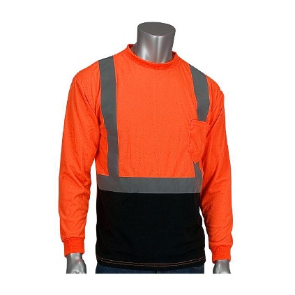 PIP 312-1350B-LY/2X CLASS 2 LONG SLEEVE T-SHIRT, BLACK BOTTOM, UV BLOCK, LY & OR