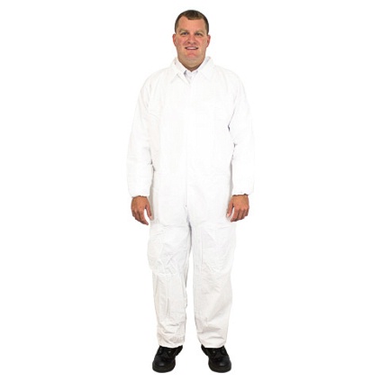 SAFETY-ZONE DCWH-L-BB-EWA WHITE BREATHABLE MICROPOROUS COVERALLS, ELASTIC WRITS & ANKLES, INDIVIDUALLY BAGGIES, 25/CS