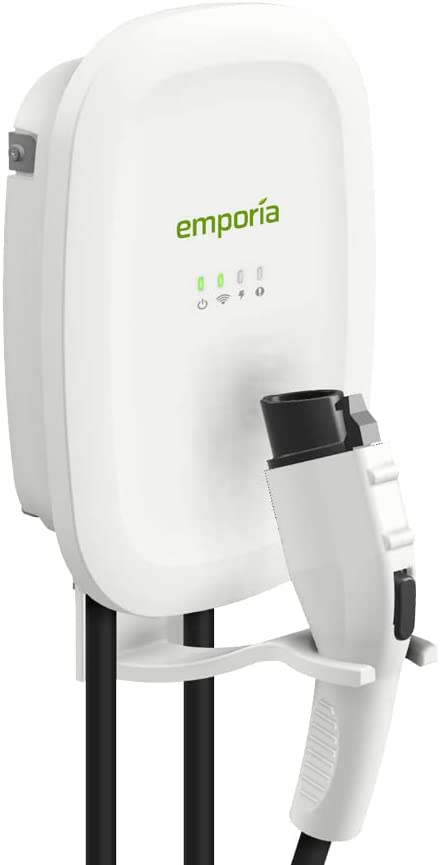 EMPORIA EMEVSE1UL EV CHARGER WHITE  LEVEL 2 48 AMP INDOOR/OUTDOOR NEMA 14-50 EV CHARGER PLUG OR HARDWIRED 24' CABLE UL AND ENERGY STAR LISTED WIFI ENABLED 