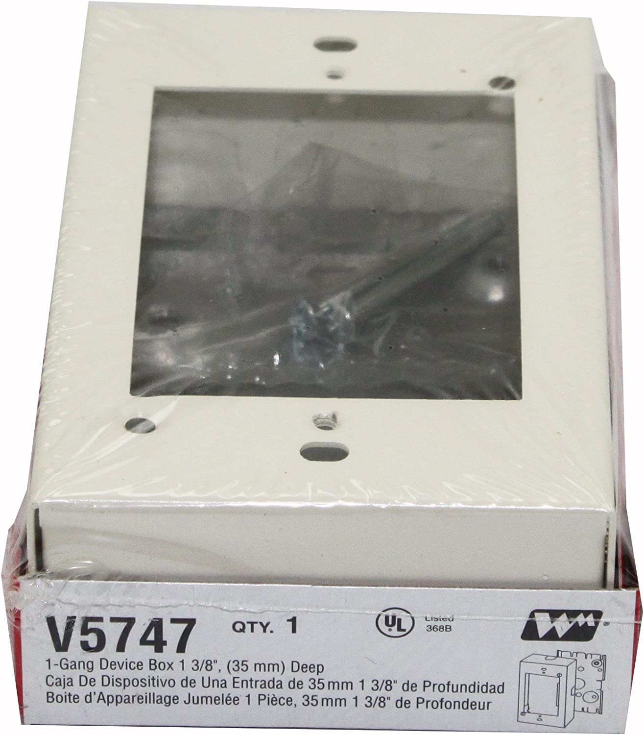 WMOL V5747 SWITCH/RECEPTACLE BOX IVORY 1 3/8 D.