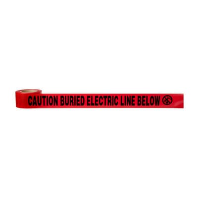 3M 7000031679 302 BARRICADE TAPE, CAUTION BURIED ELECTRIC LINE, 3 IN X 1000 FT, RED, 8 ROLLS/CASE, BULK