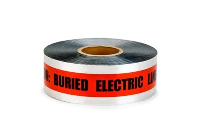 3M 7000133190 406 BARRICADE TAPE, CAUTION SILVER FOIL BURIED ELECTRIC LINE BELOW, 3 IN X 1000 FT, RED, 8 ROLLS/CASE, BULK