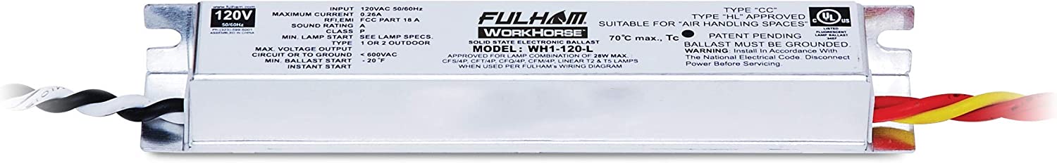 LBD WH1-120-L FULHAM WORKHORSE INSTANT START ELECTRONIC FLUIRESCENT BALLAST FOR (1) F21T5 LAMP  120V