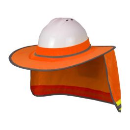 RADI RHHS-01O SHIELDS FACE AND NECK  STORES IN SELF-CONTAINED ATTACHED POUCH  HIGH VISIBILITY  FITS MOST FULL AND HALF BRIM HARD HATS