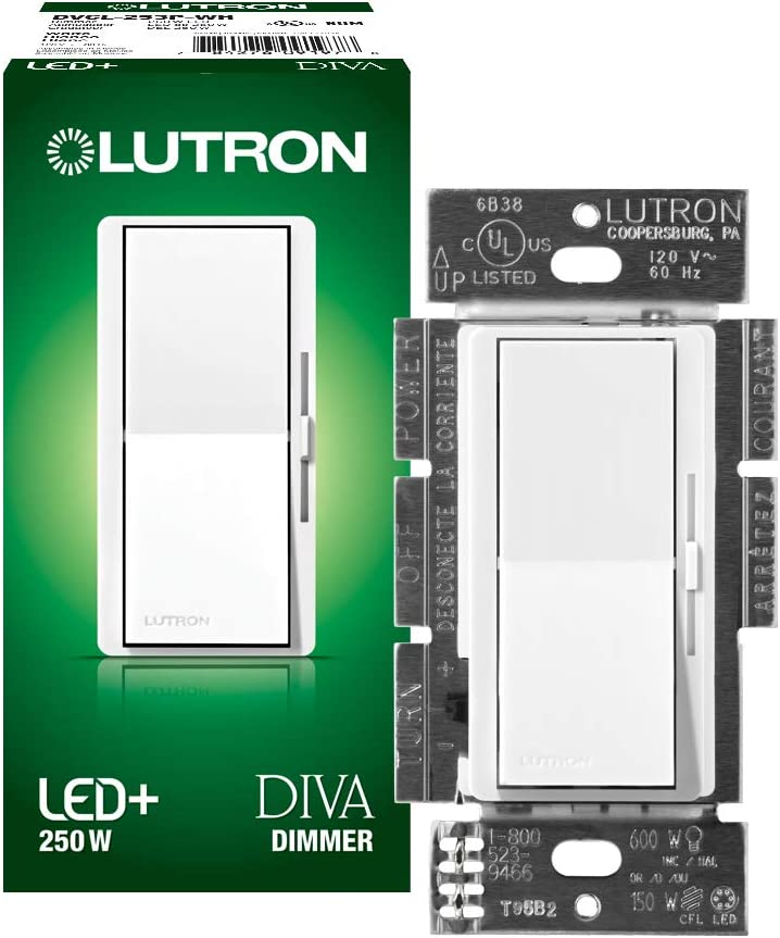 LUTR DVCL-253P-WH DIVA 250W CFL/LED 600W INCANDESCENT DIMMER WHITE