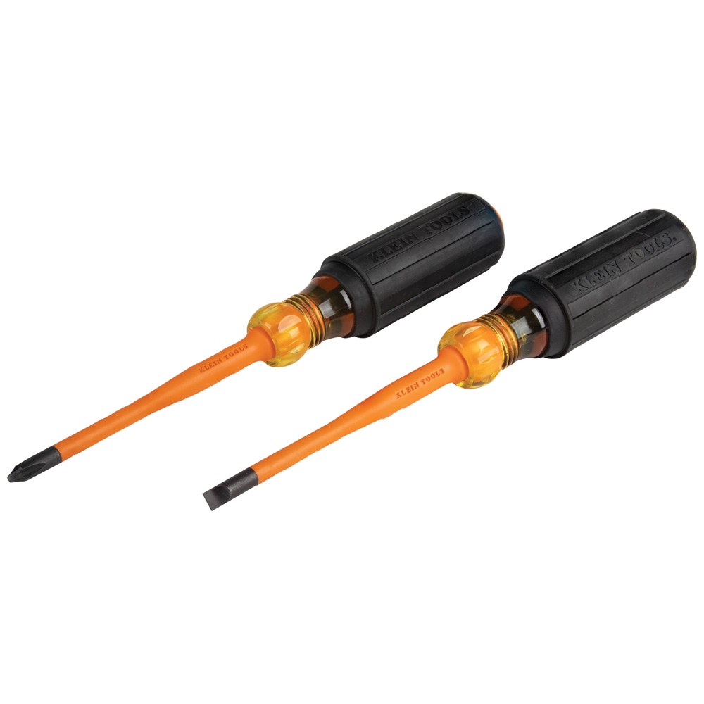KLEI 33732INS SCREWDRIVER SET, SLIM-TIP INSULATED PHILLIPS AND CABINET TIPS, 2-PIECE
