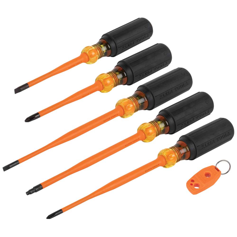 KLEI 33736INS SCREWDRIVER SET, 1000V SLIM-TIP INSULATED AND MAGNETIZER, 6-PIECE