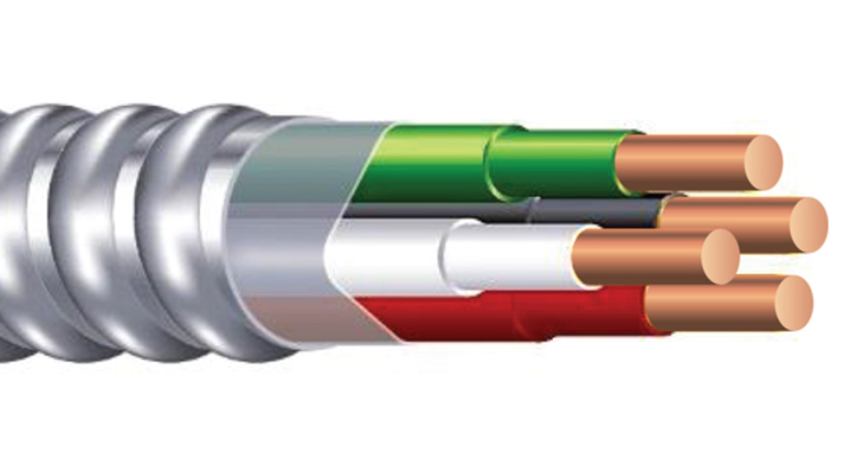 MCCABLE 12/3 STRANDED ALUMINUM CLAD 120V MC CABLE 250' CL BLACK, RED, WHITE, GREEN (2159S42-00) (A059-42-00) (800304-250)
