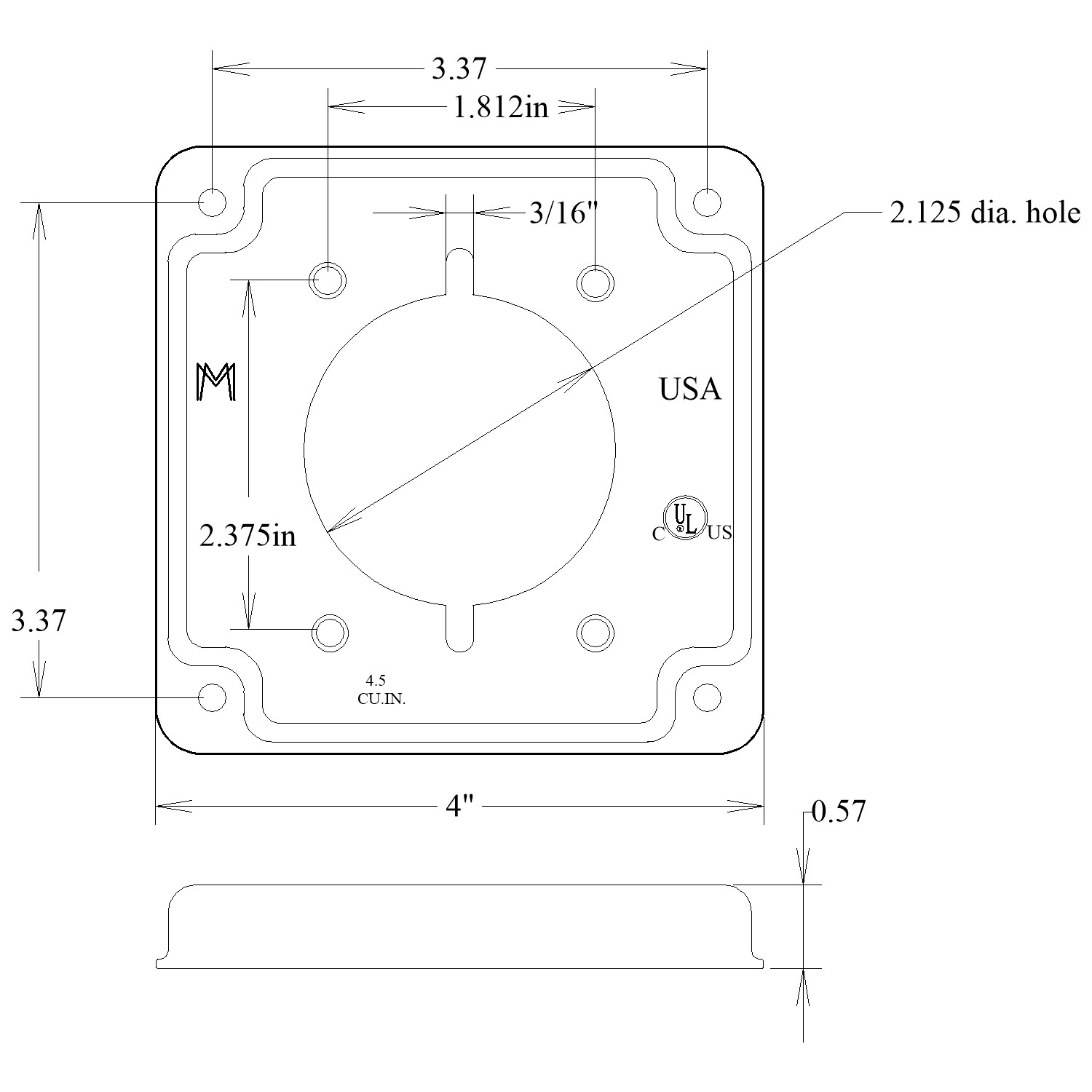 MULB 11422 ELECTRICAL BOX COVER RANGE/DRYER RECEPTACLE MATERIAL STEEL FINISH POWDER COATED SIZE: 4 IN X 1/2 IN RAISED, 2.125 IN DIAMETER