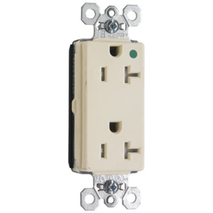 PASS PTTR26362-HGRED PlugTail 20A 125V Hospital-Grade Tamper-Resistant Decorator Duplex Receptacle, Red *IMAGE DISPLAYED IS LIGHT ALMOND*
