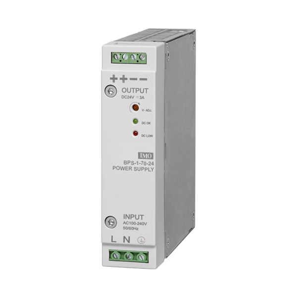 IMO BPS-1-70-24DC POWER SUPPLY 90-264V AC INPUT 24V DC OUTPUT 70 WATTS 3A DIN RAIL MOUNTING CURUS
