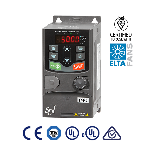 IMO SD1-5.5A-43 SD1 SERIES VARIABLE SPEED DRIVE 2.2 KW, 380-460 V THREE PHASE INPUT, 5.5 AMP THREE PHASE OUTPUT, IP20 PROTECTION