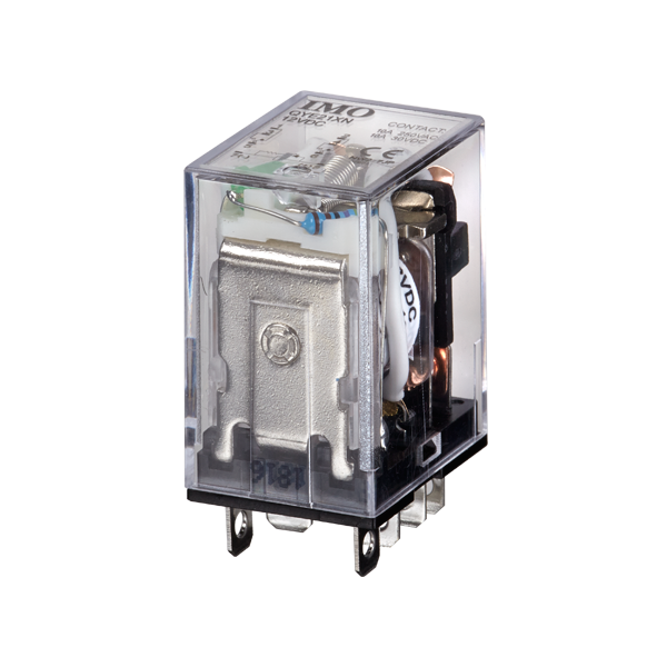 IMO QYE21XN24DC GENERAL PURPOSE POWER RELAY 2PCO 10A 24VDC UP TO 1.1W PLUG-IN WITH LED