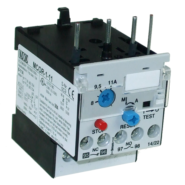 IMO MCOR-1-11 THERMAL OVERLOAD RELAY 8-11A/YD 14-19A MC10 TO MC22 MAN/AUTO RESET 1 NO AND 1NC CONTACT