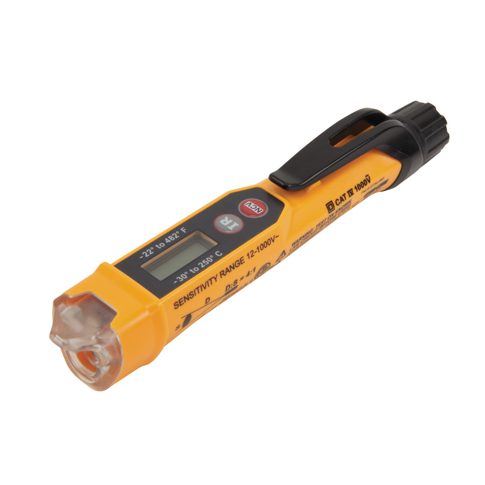 KLEI NCVT-4IR NON-CONTACT VOLTAGE TESTER PEN, 12-1000 AC V WITH INFRARED THERMOMETER