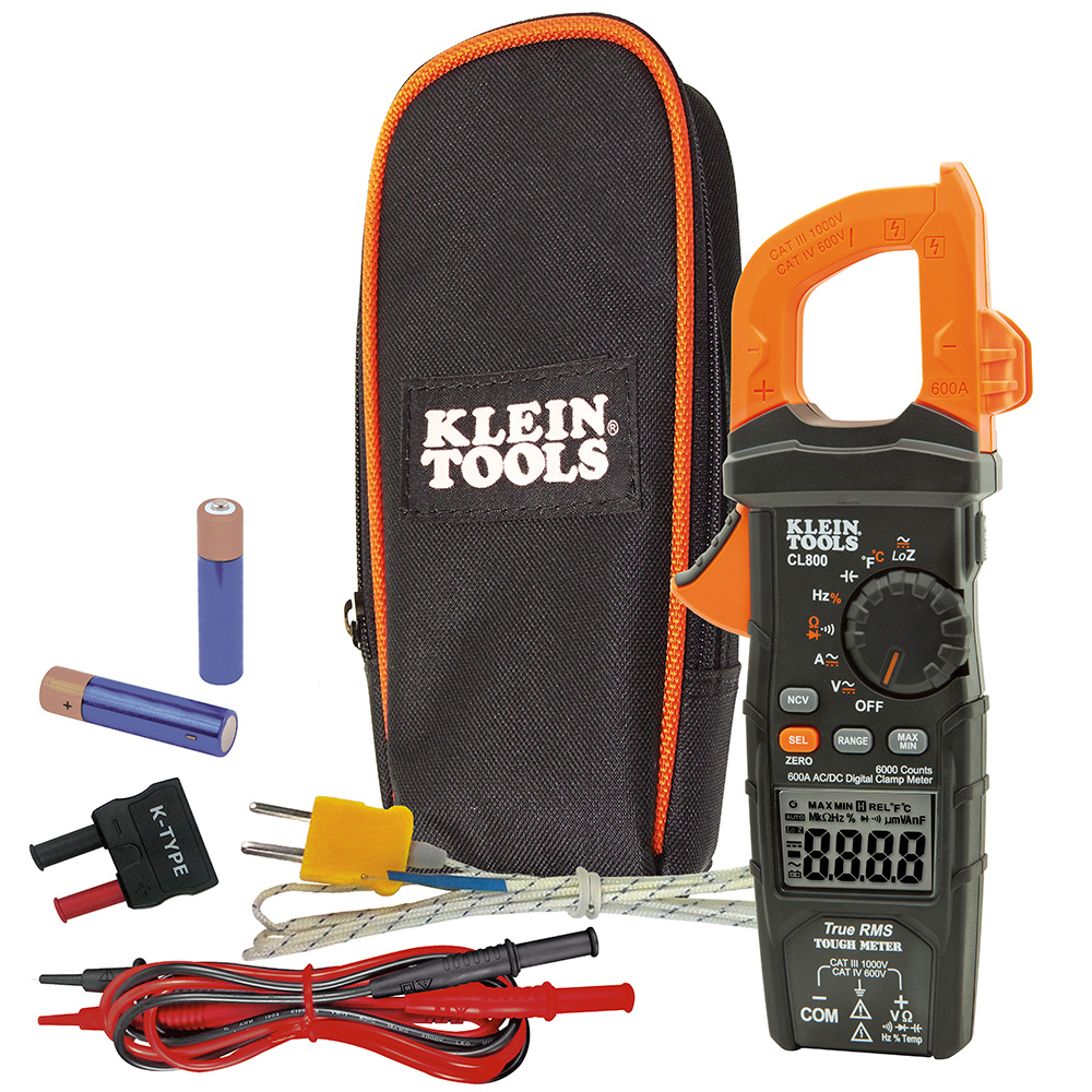 KLEI CL800 DIGITAL CLAMP METER, AC AUTO-RANGE TRMS, LOW IMPEDANCE (LOZ), AUTO OFF