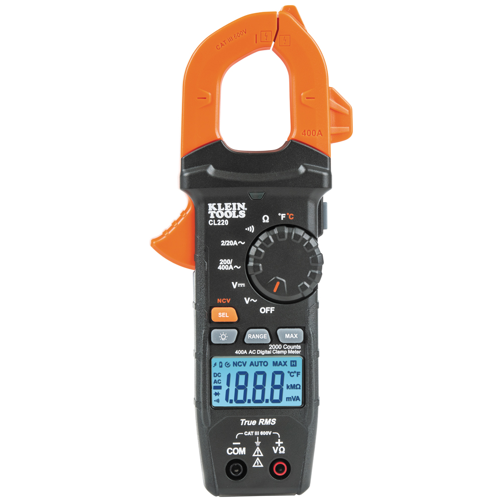 KLEI CL220 DIGITAL CLAMP METER, AC AUTO-RANGING 400 AMP WITH TEMP