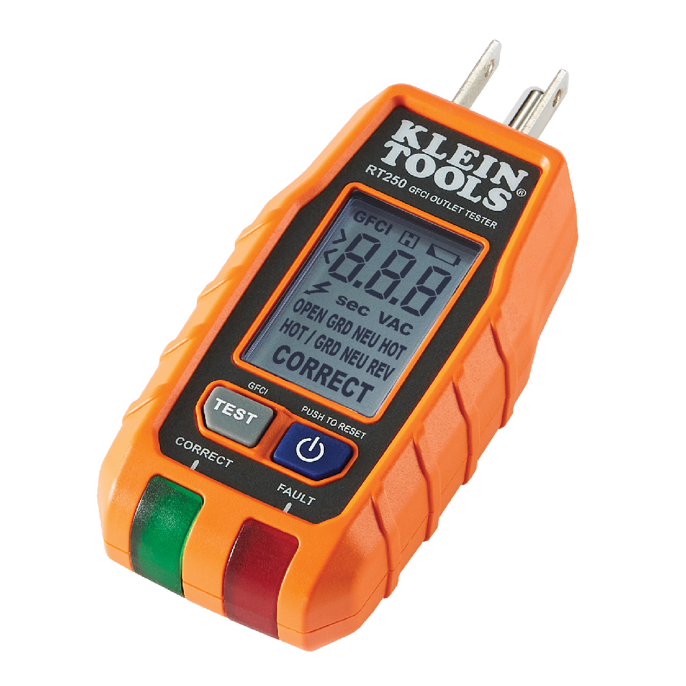 KLEI RT250 GFCI RECEPTACLE TESTER WITH LCD