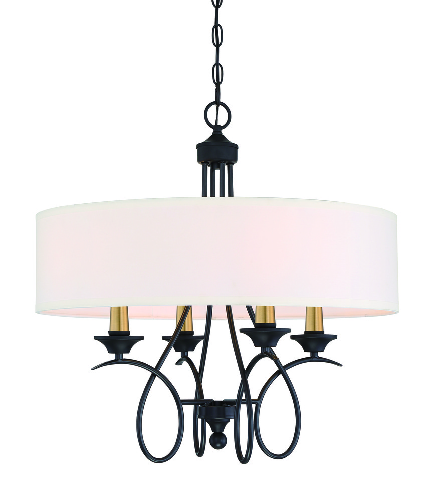 MINK 4074676 4 LIGHTS PENDANT LA  COURBE BLACK WITH ANTIQUE BRASS      *