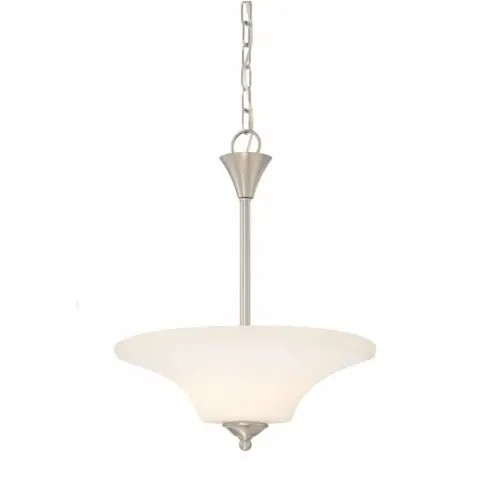 NUVO 606207 BRUSH NICKEL WHITE GLASS PENDANT 2-100A *