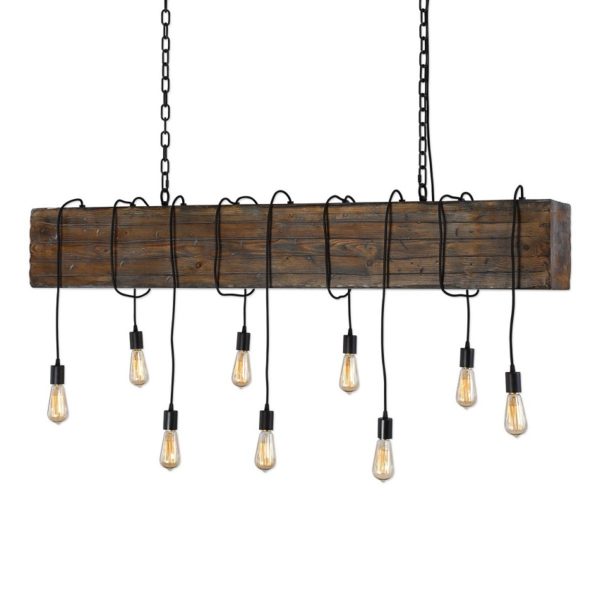 UTTE R21300 DARK BRONZE RAILROAD  TIE CHANDELIER HEAVY CHAIN      *
