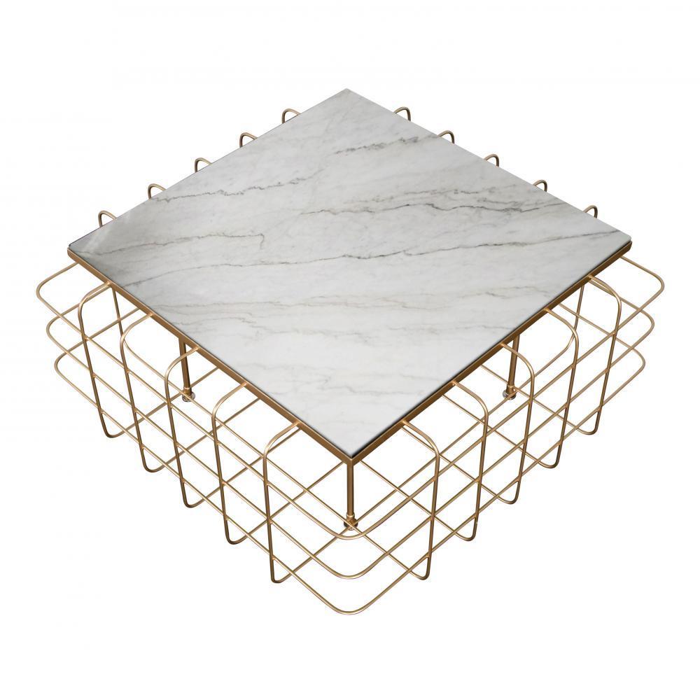 VARA 430A02GOWM GRID COFFEE TABLE  GOLD WHITE MARBLE                  *
