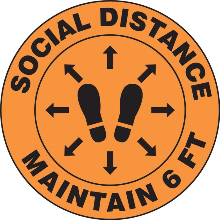 ACCUFORM MFS384 SLIP-GARD FLOOR SIGN SOIAL DISTANCE MAINTAIN 6 FT