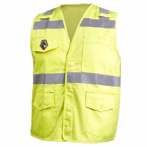 BKST VF1110-HY-4XL TRUGARD 250 HI-VIZ CLASS 2 FLAME RESISTANT TREATED 100% COTTON VEST 4XLARGE 9oz WITH SILVER REFLECTIVE