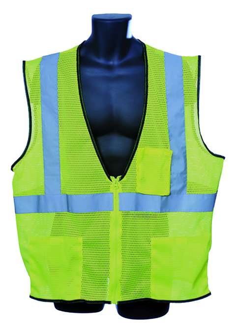 MAX 430-4X CLASS 2 DELUXE MESH ZIP VEST SAFETY GREEN