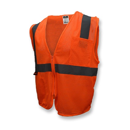 RADI SV2ZOMS CLASS 2 VEST ORNG MESH W/ZIPPER SMALL