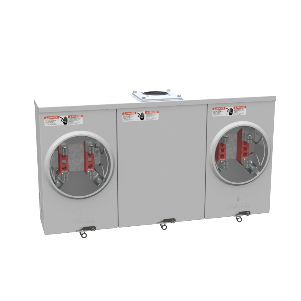 MLBK U1252-RRL-KK-K1-SLVG 200A PER POS 2-GANG 4-TERM RINGLESS CENTER WIRE WAY