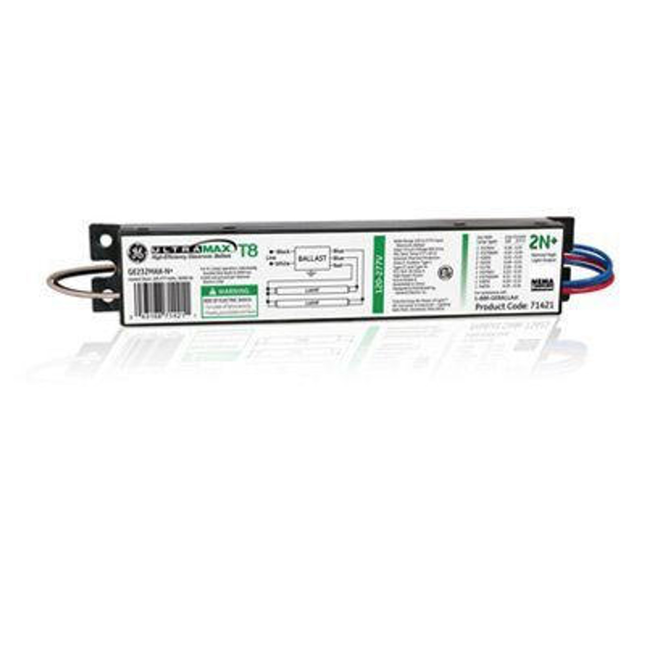 GE GE232MAXP347-N PC# 74093 ELECTRONIC FLUORESCENT BALLAST, 347V, 1 OR 2 F32T8, F28T8, F25T8, F17T8, F25T12 BULBS, INSTANT START