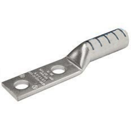 PENN BBLU2/0D COPPER COMPRESSION LUG - LONG BARREL - TWO HOLE TONGUE WITH CLOSED TRANSITION - 2/0 AWG - 1/2 STUD SIZE HOLE