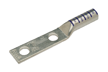 PENN BBLU2D6 COPPER COMPRESSION LUG - LONG BARREL - TWO HOLE TONGUE WITH CLOSED TRANSITION - 2 AWG - 1/2 STUD SIZE HOLE