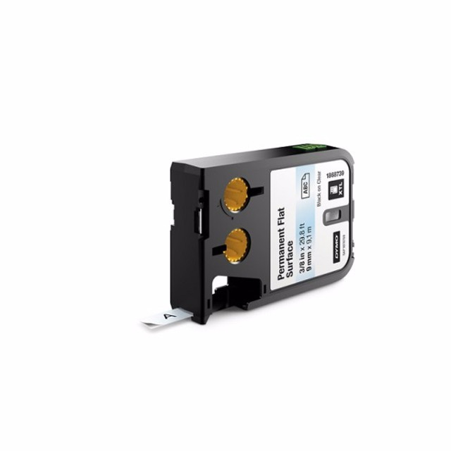 DYMO 1868739 DYMO XTL 3/8" (9 mm) PERMANENT FLAT SURFACE BALCK ON CLEAR CARTRIDGE